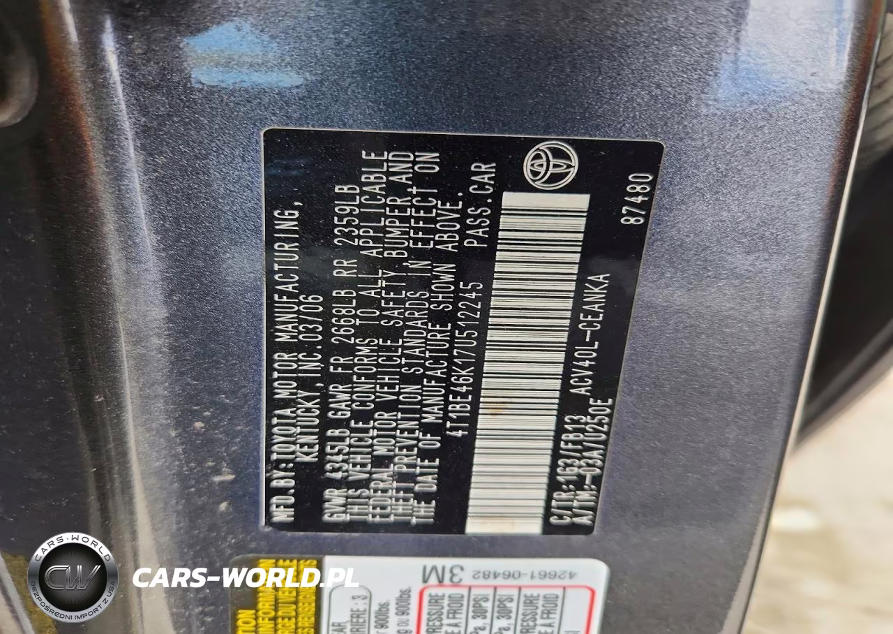 2007 Toyota Camry Le VIN:4T1BE46K17U512245 - 12