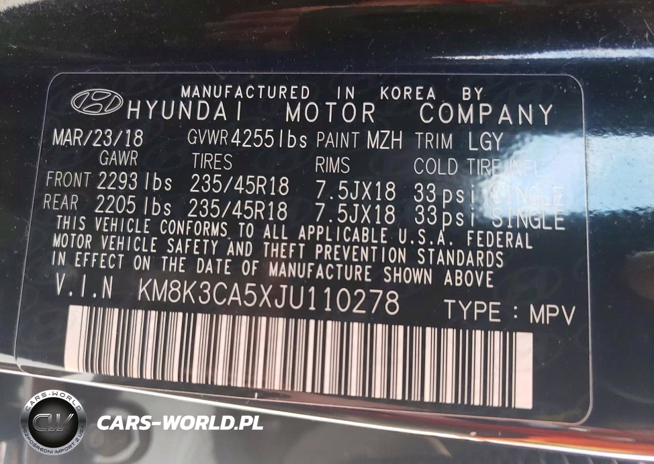 2018 Hyundai Kona Limited VIN:KM8K3CA5XJU110278 - 14