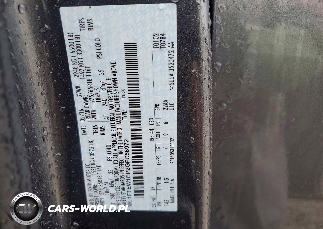 2016 Ford F150 Supercrew VIN:1FTEW1EP2GFC56972 - 13