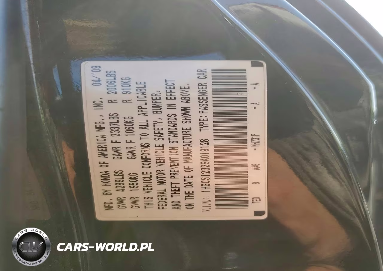 2009 Honda Accord Lx VIN:1HGCS12329A019128 - 13