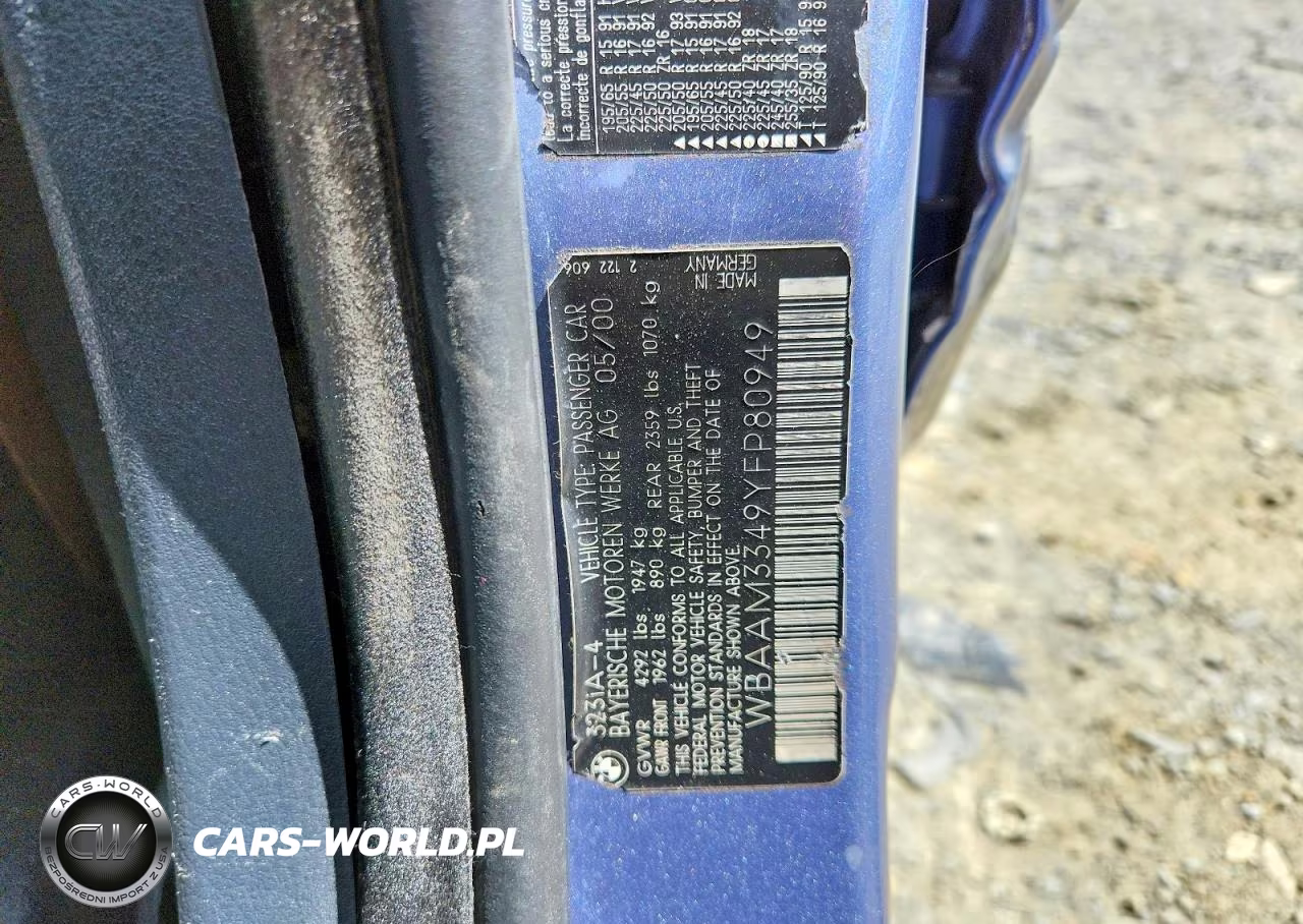 2000 BMW 323 I VIN:WBAAM3349YFP80949 - 12