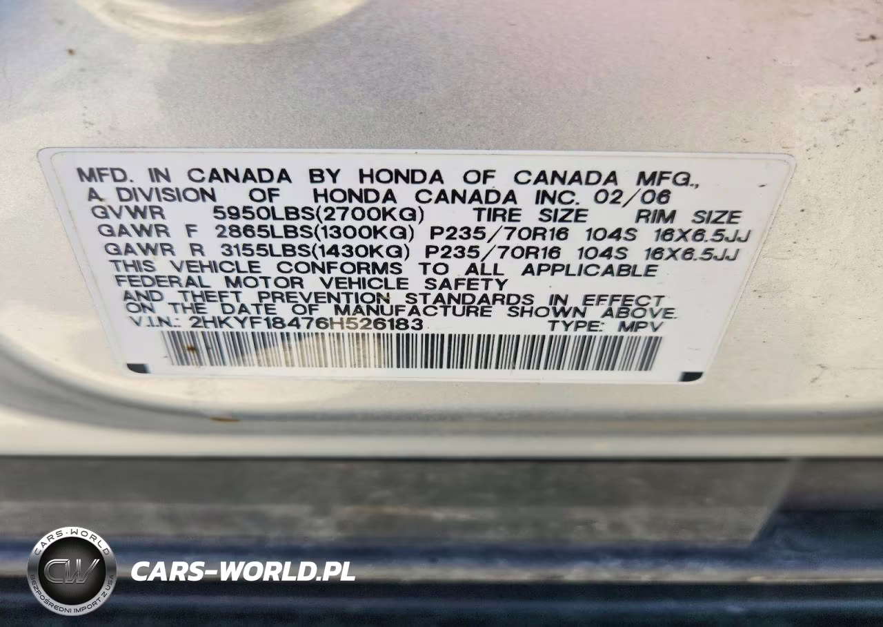 2006 Honda Pilot Ex VIN:2HKYF18476H526183 - 13