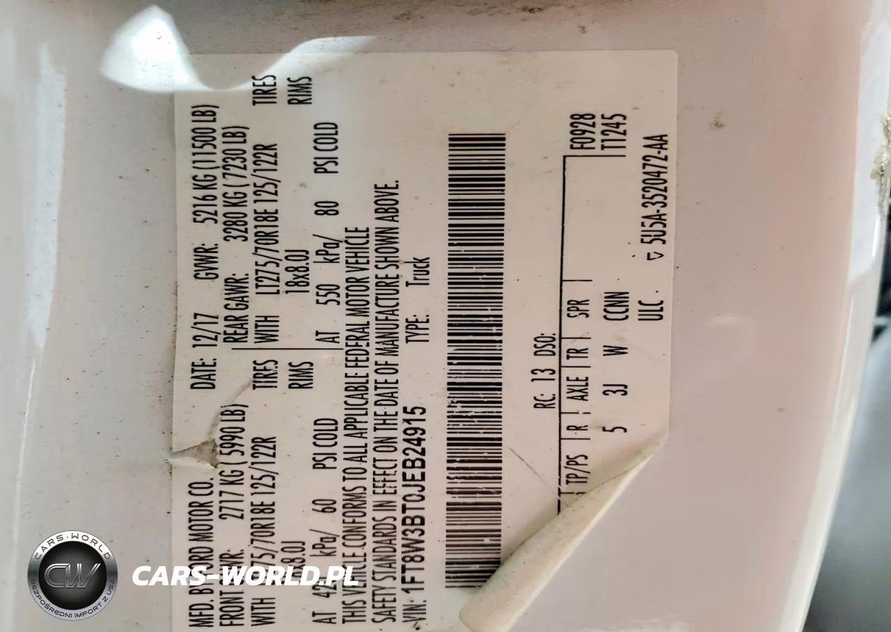 2018 Ford F350 Super Duty VIN:1FT8W3BT0JEB24915 - 12