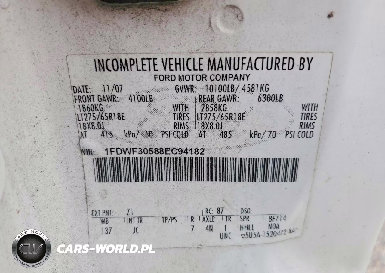 2008 Ford F350 Super Duty VIN:1FDWF30588EC94182 - 12