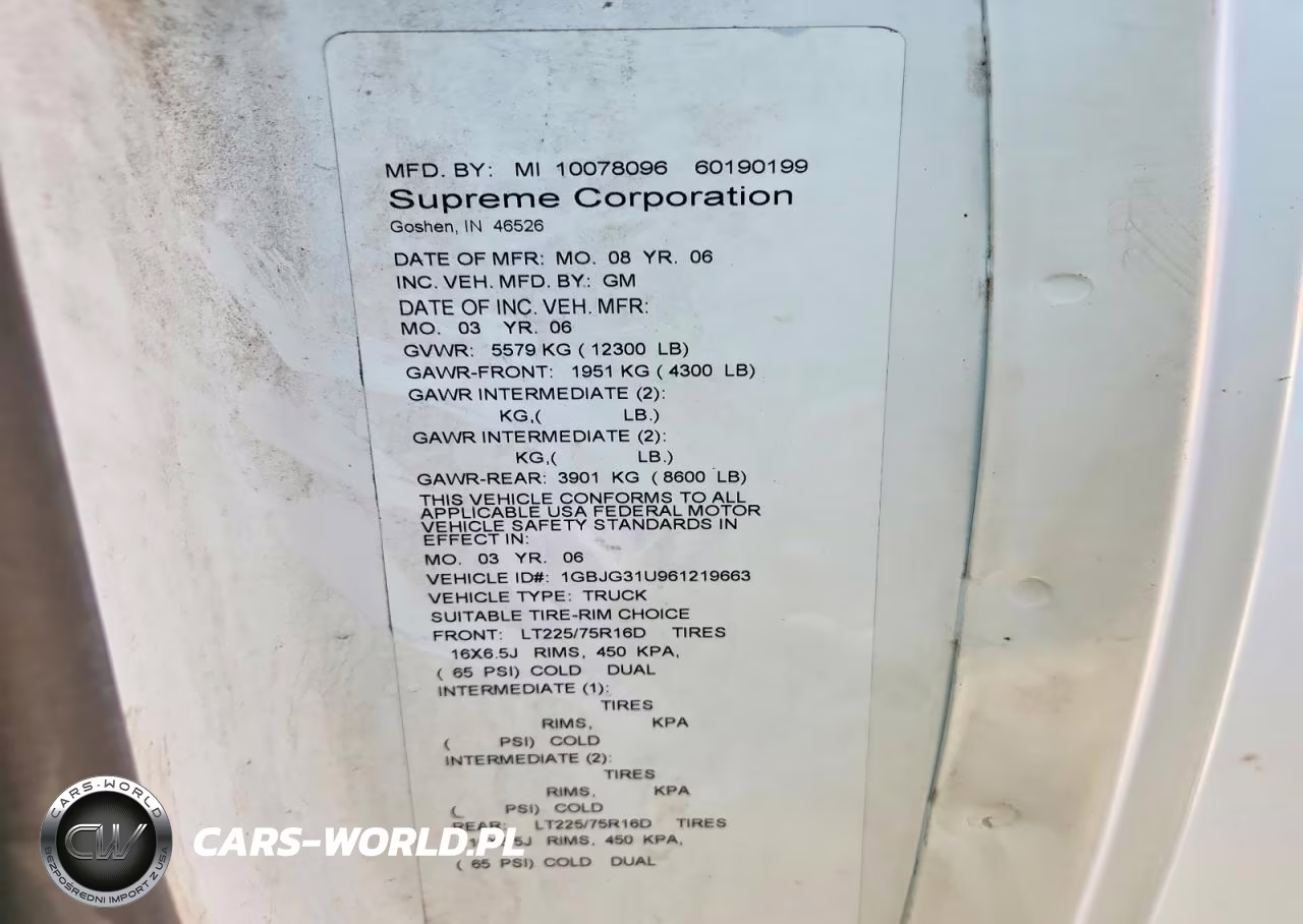 2006 Chevrolet Express Delivery Truck VIN:1GBJG31U961219663 - 12