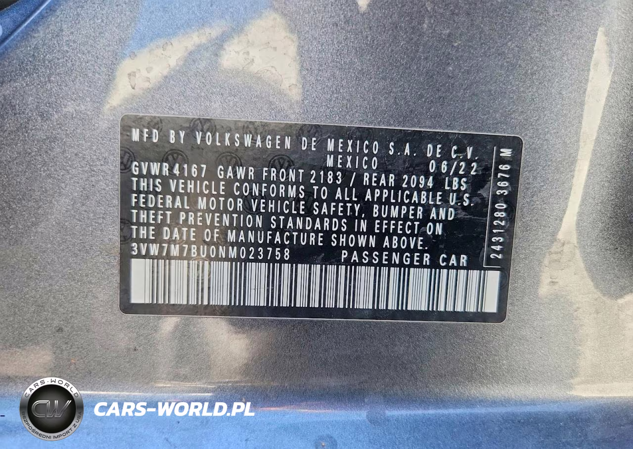 2022 Volkswagen Jetta Se VIN:3VW7M7BU0NM023758 - 12