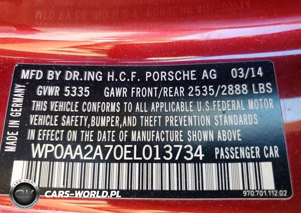 2014 Porsche Panamera 2 VIN:WP0AA2A70EL013734 - 13