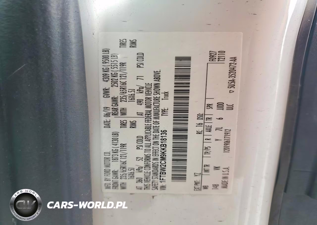 2019 Ford Transit T-350 VIN:1FTBW2CM9KKB18136 - 13