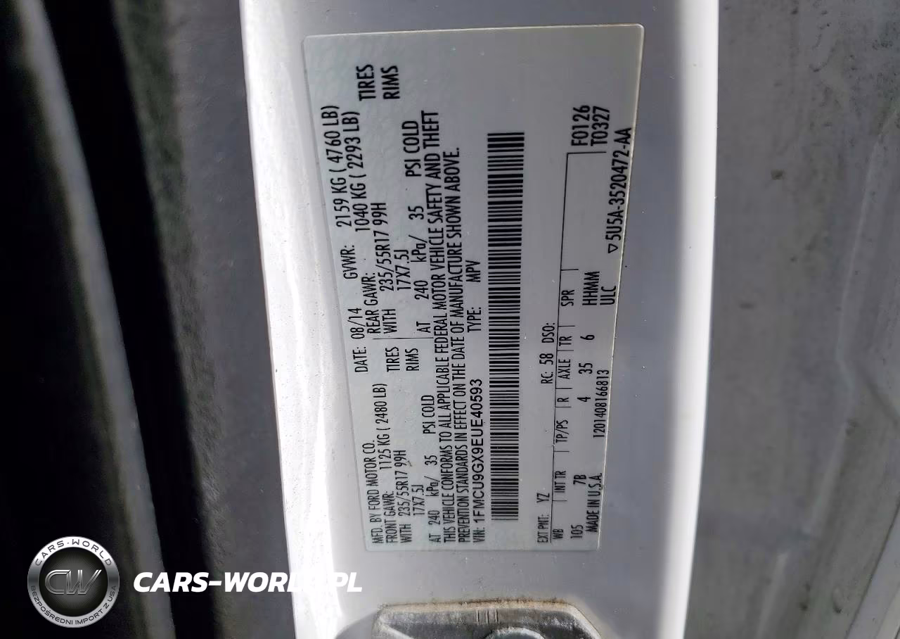 2014 Ford Escape Se VIN:1FMCU9GX9EUE40593 - 13