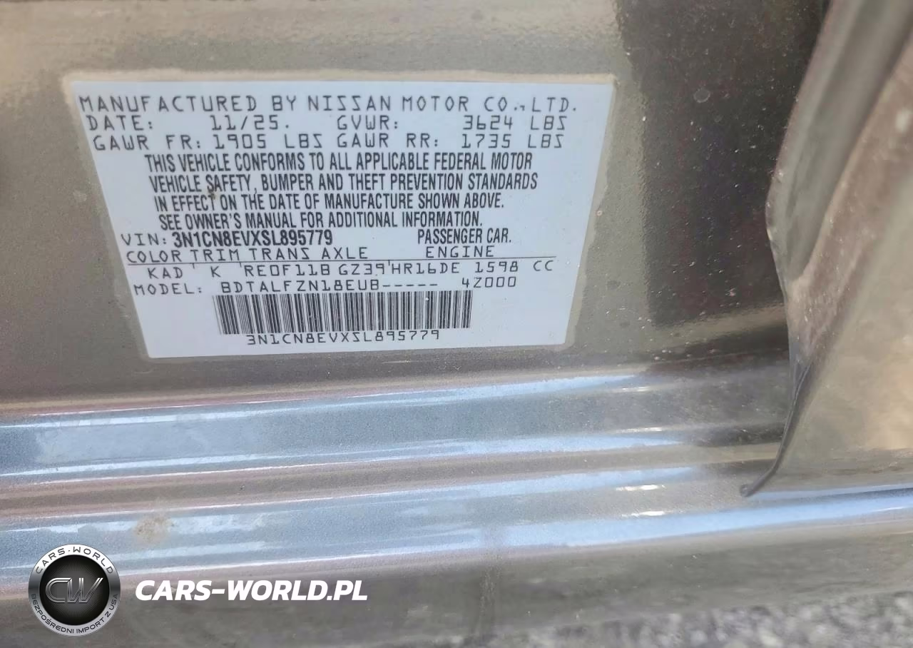 2025 Nissan Versa Sv VIN:3N1CN8EVXSL895779 - 12