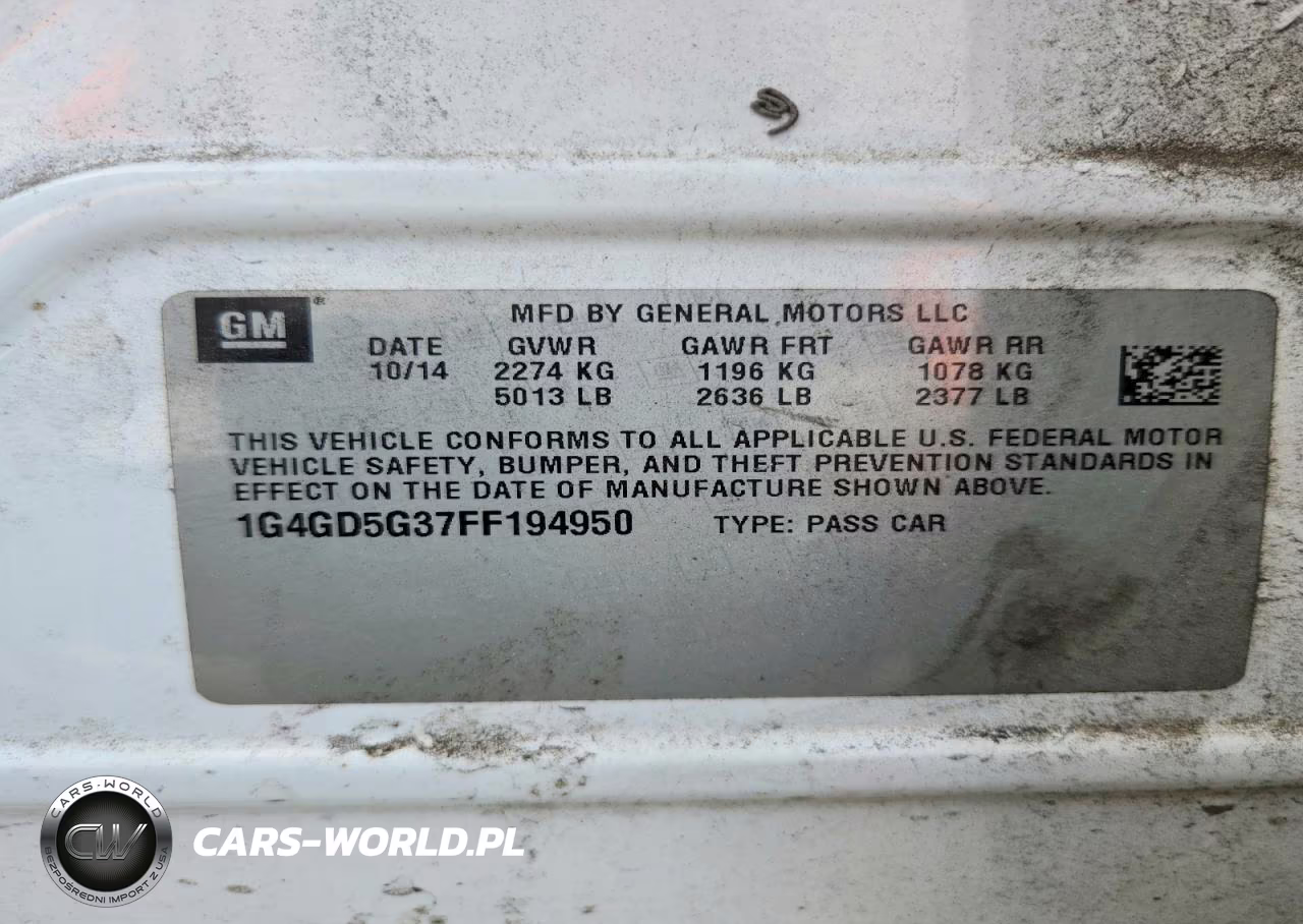 2015 Buick Lacrosse Premium VIN:1G4GD5G37FF194950 - 12