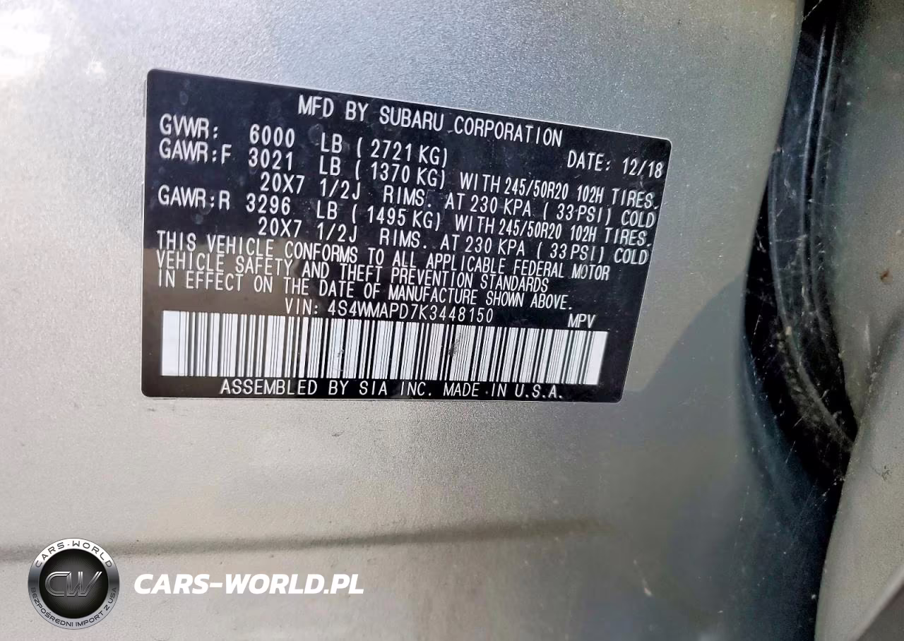 2019 Subaru Ascent Limited VIN:4S4WMAPD7K3448150 - 12