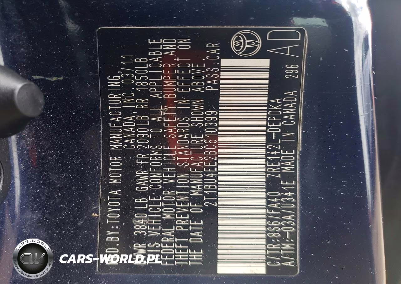 2011 Toyota Corolla Base VIN:2T1BU4EE2BC610399 - 12