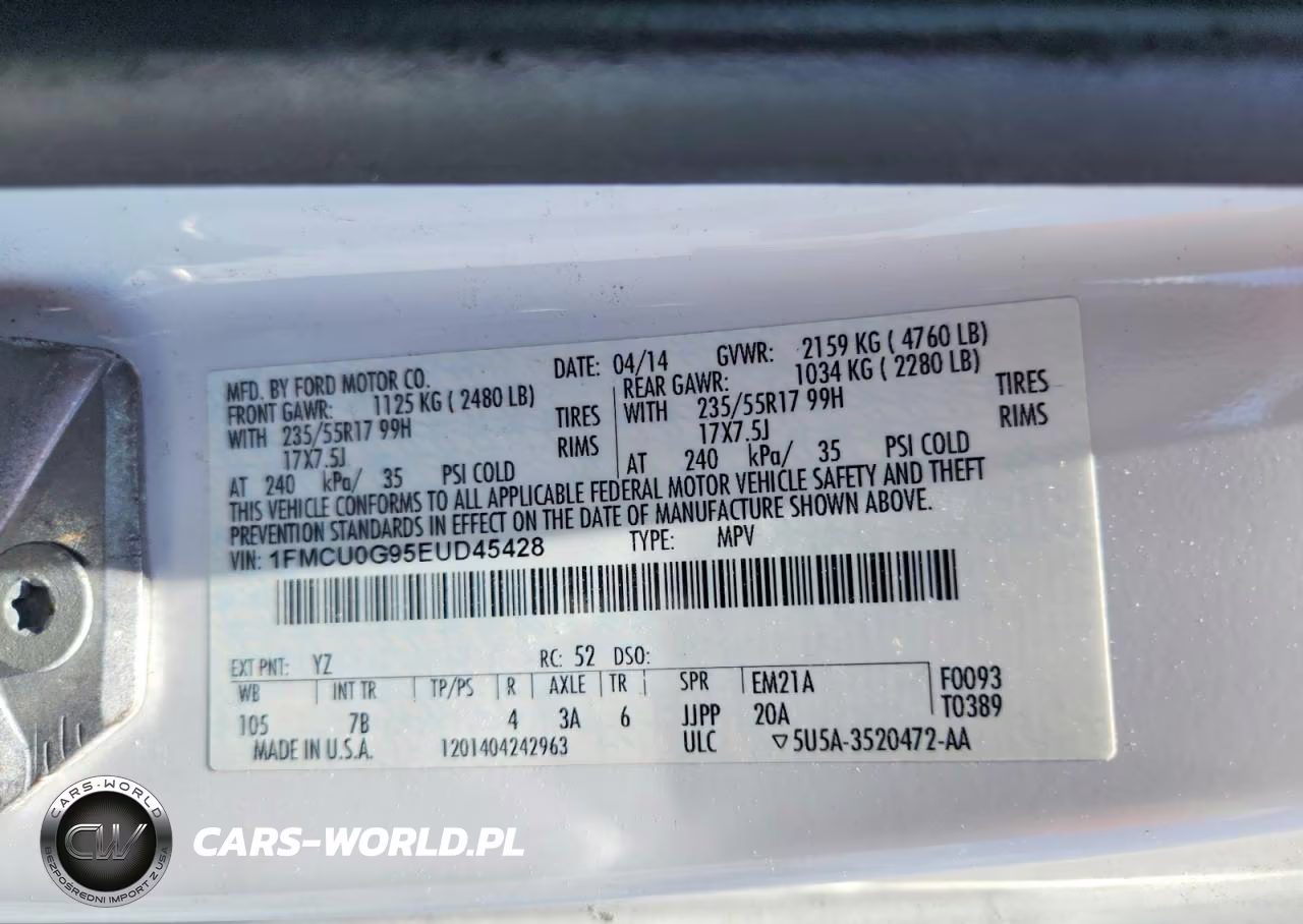 2014 Ford Escape Se VIN:1FMCU0G95EUD45428 - 13