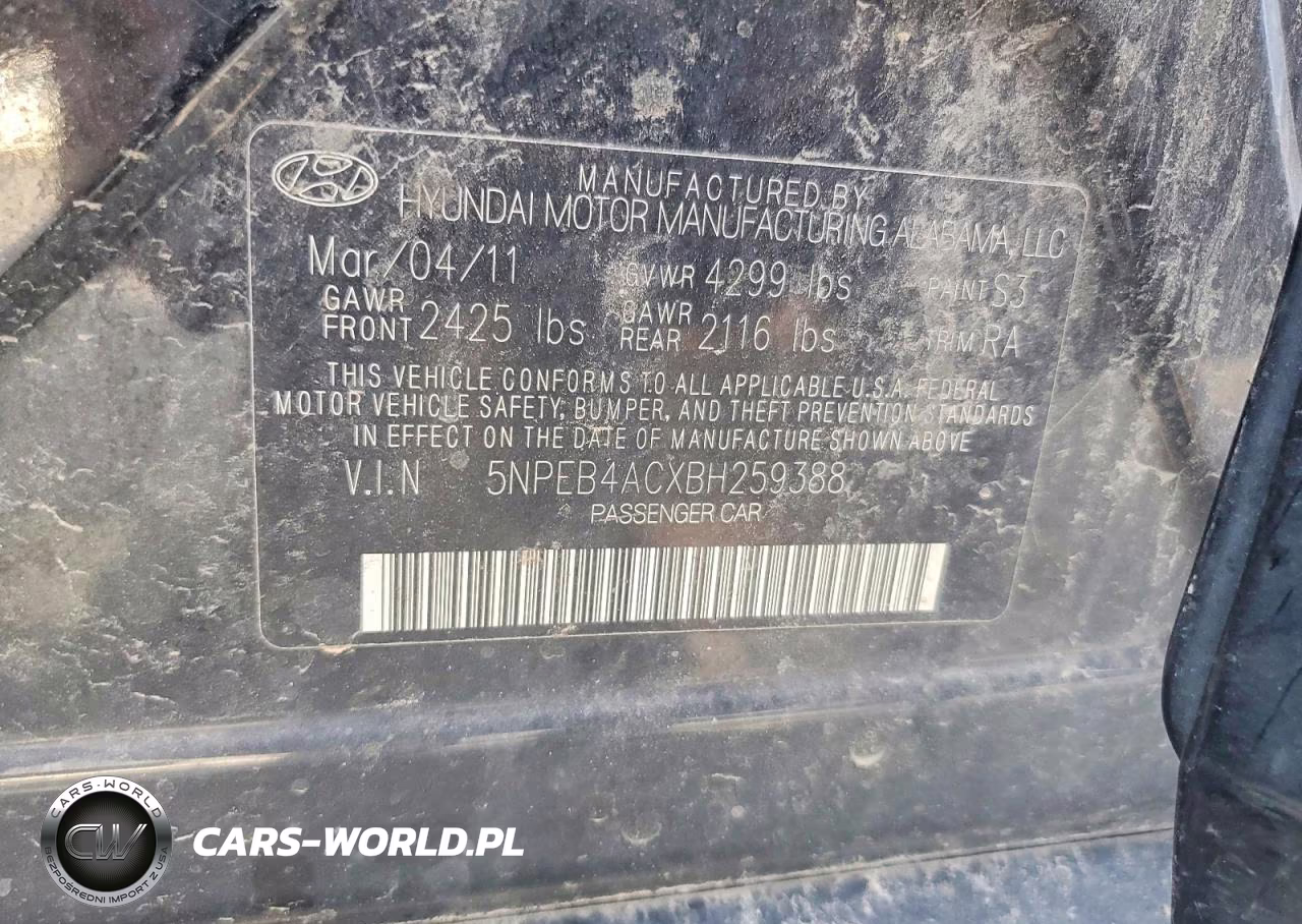 2011 Hyundai Sonata Gls VIN:5NPEB4ACXBH259388 - 13