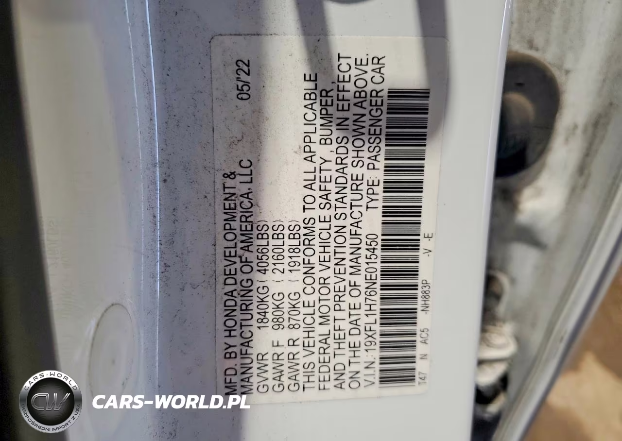 2022 Honda Civic Exl VIN:19XFL1H76NE015450 - 12