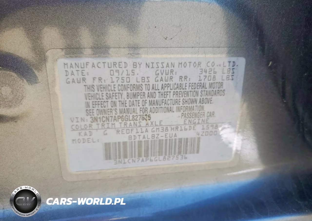 2016 Nissan Versa 1.6 Sv VIN:3N1CN7AP6GL827536 - 12