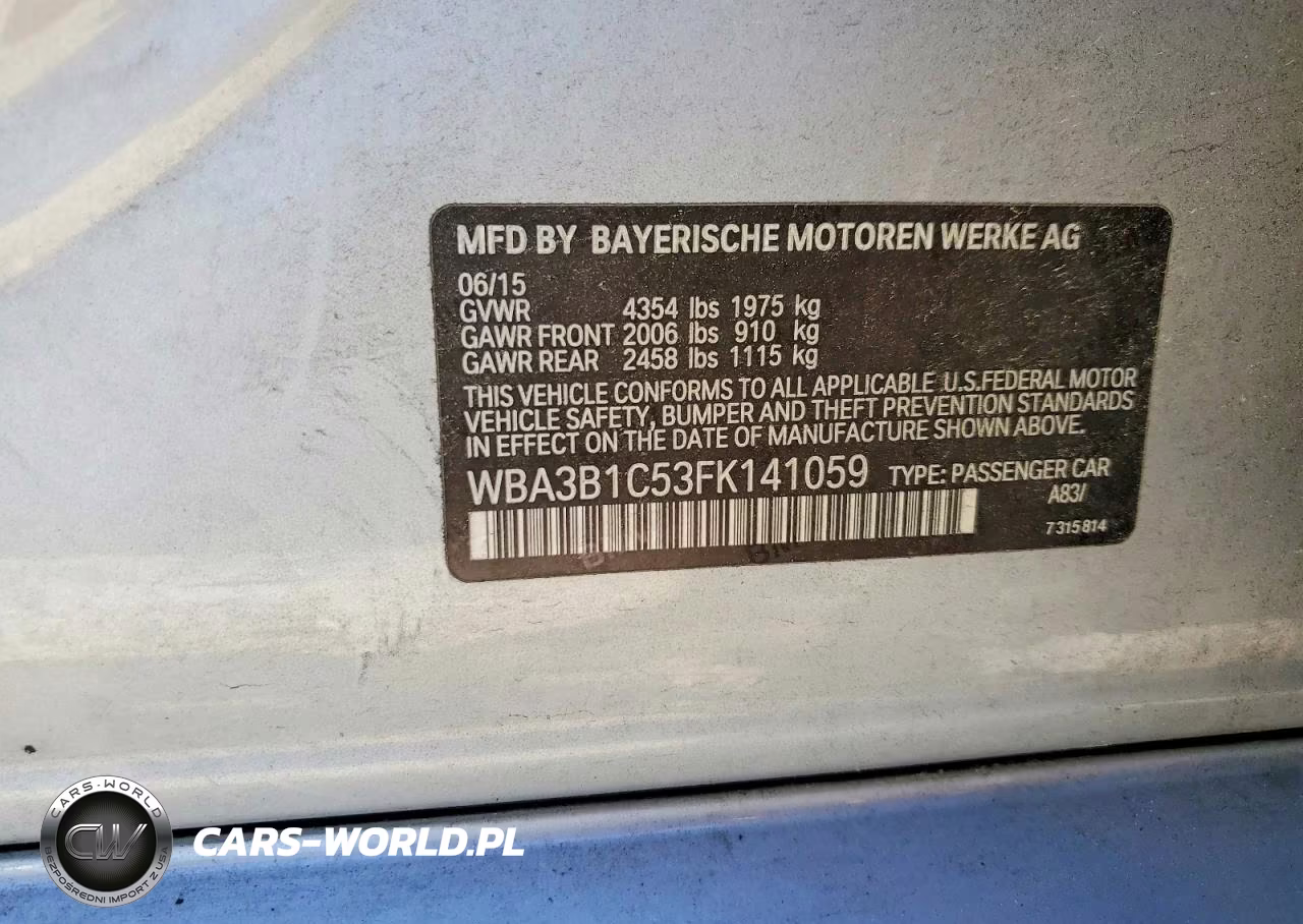 2015 BMW 320 I VIN:WBA3B1C53FK141059 - 12