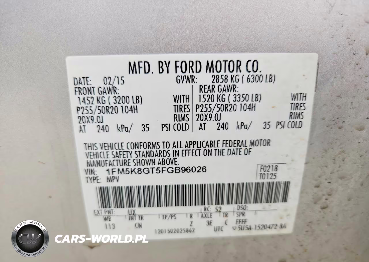 2015 Ford Explorer Sport VIN:1FM5K8GT5FGB96026 - 13