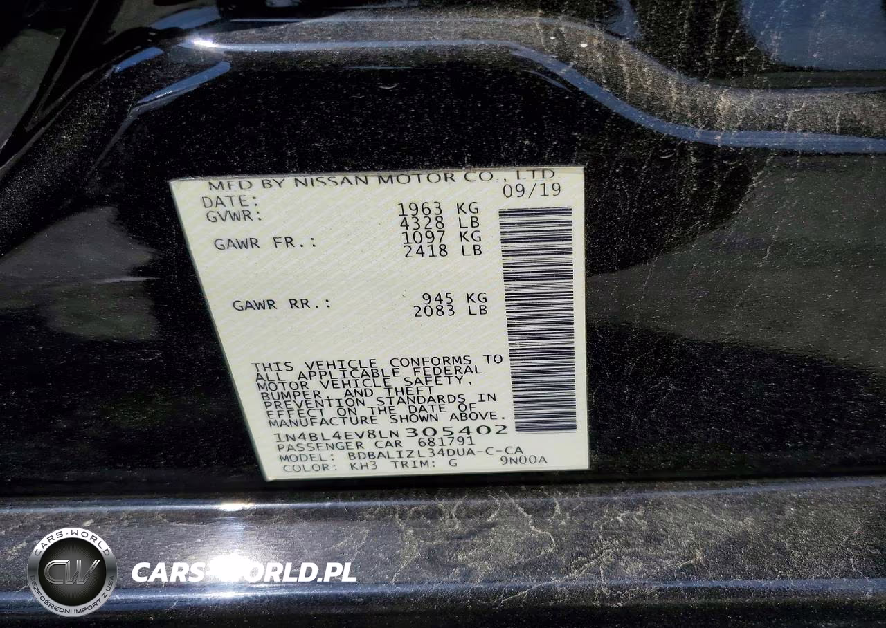 2020 Nissan Altima Sl VIN:1N4BL4EV8LN305402 - 12