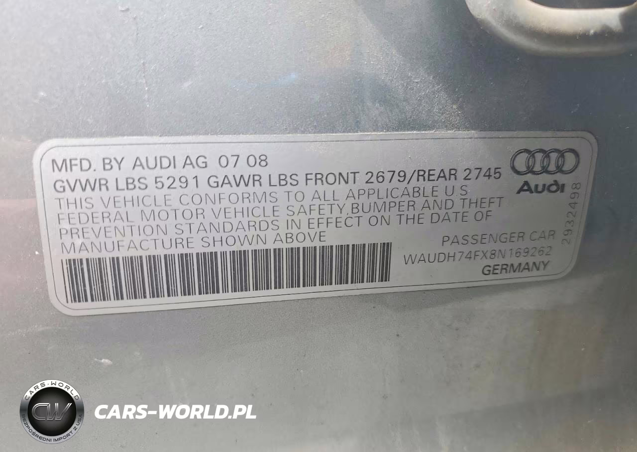 2008 Audi A6 3.2 Quattro VIN:WAUDH74FX8N169262 - 13