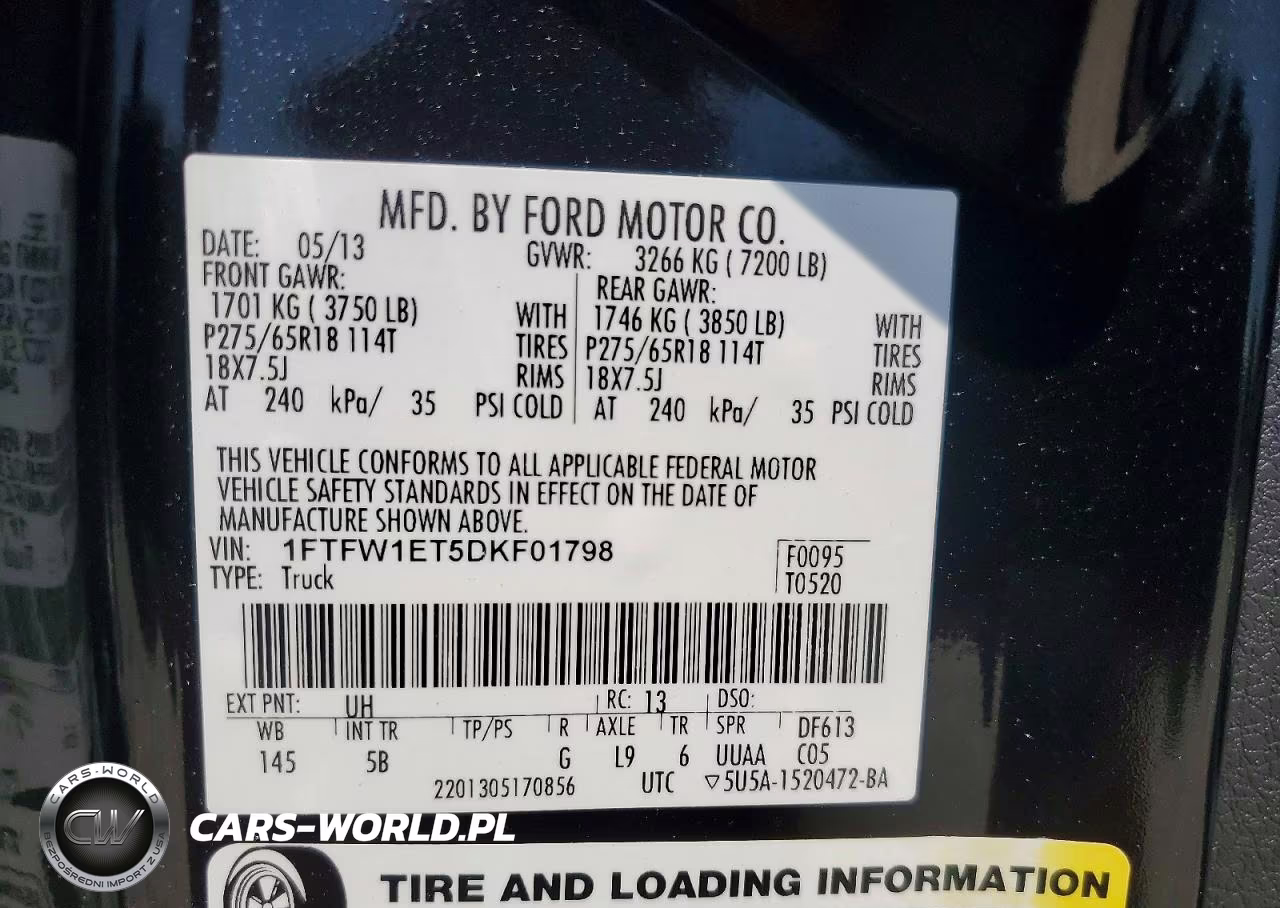 2013 Ford F150 Supercrew VIN:1FTFW1ET5DKF01798 - 12