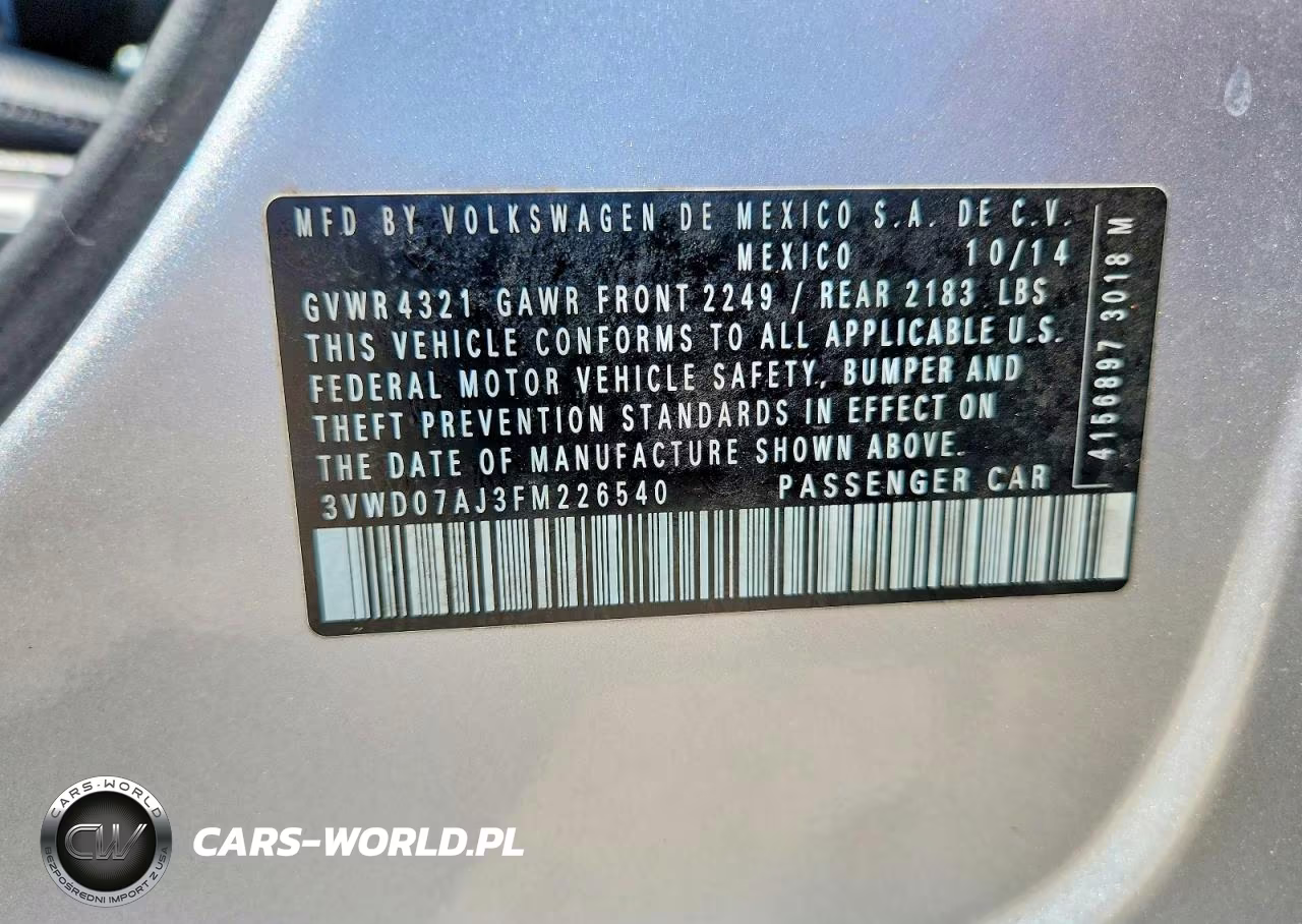 2015 Volkswagen Jetta Se VIN:3VWD07AJ3FM226540 - 12