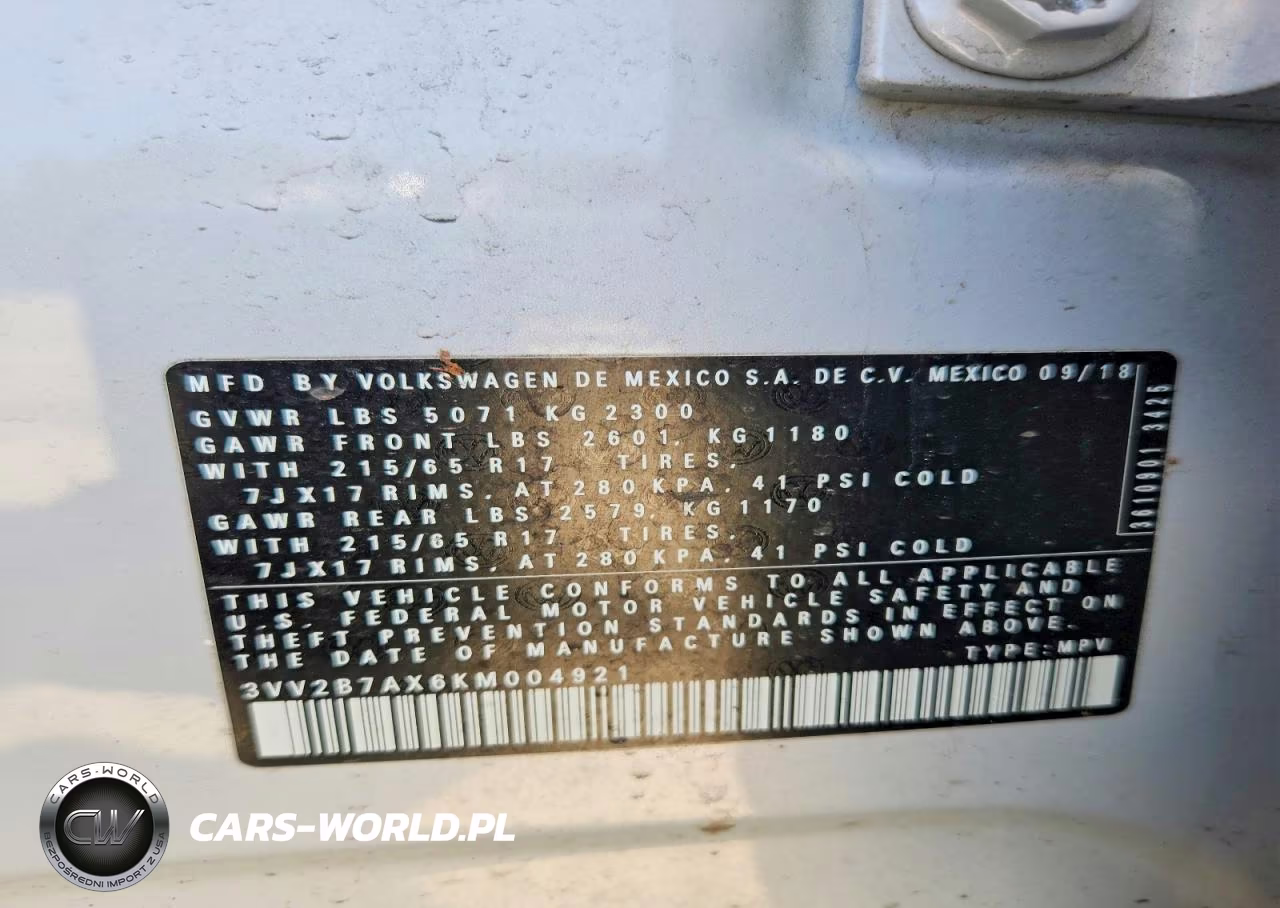 2019 Volkswagen Tiguan Se VIN:3VV2B7AX6KM004921 - 13