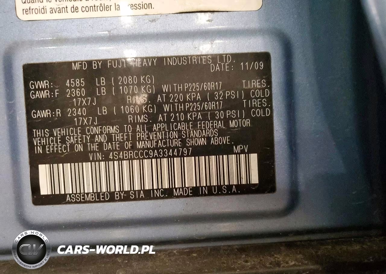2010 Subaru Outback 2.5I Premium VIN:4S4BRCCC9A3344797 - 14