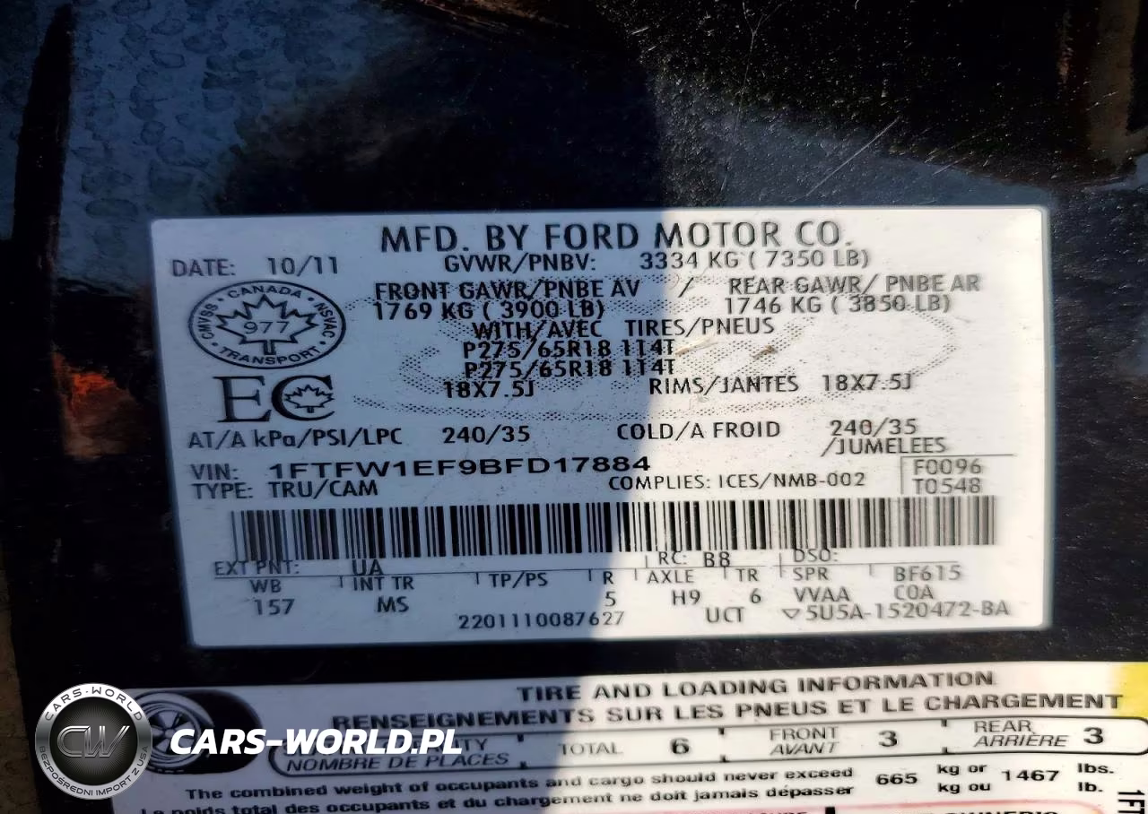 2011 Ford F150 Supercrew VIN:1FTFW1EF9BFD17884 - 12