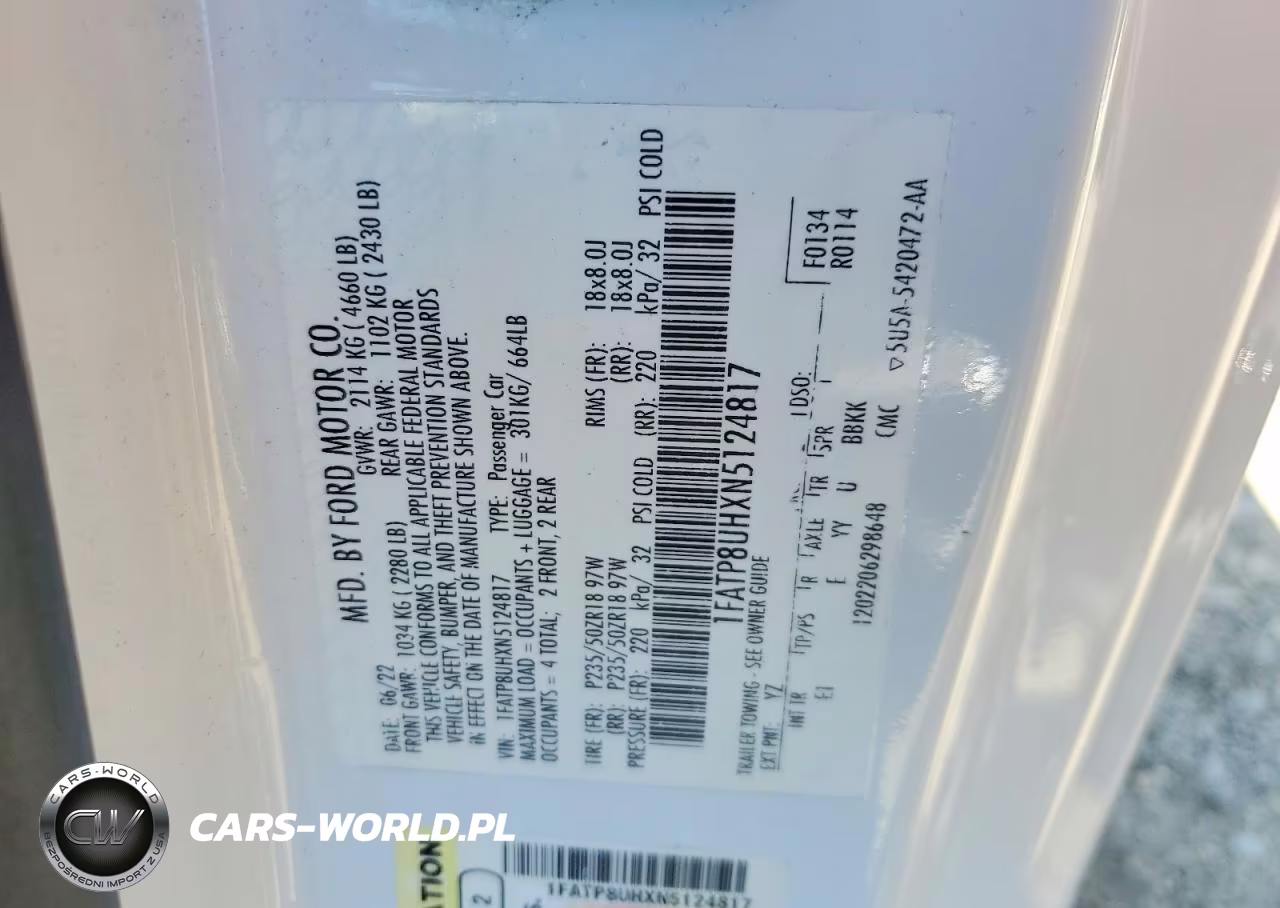 2022 Ford Mustang VIN:1FATP8UHXN5124817 - 12