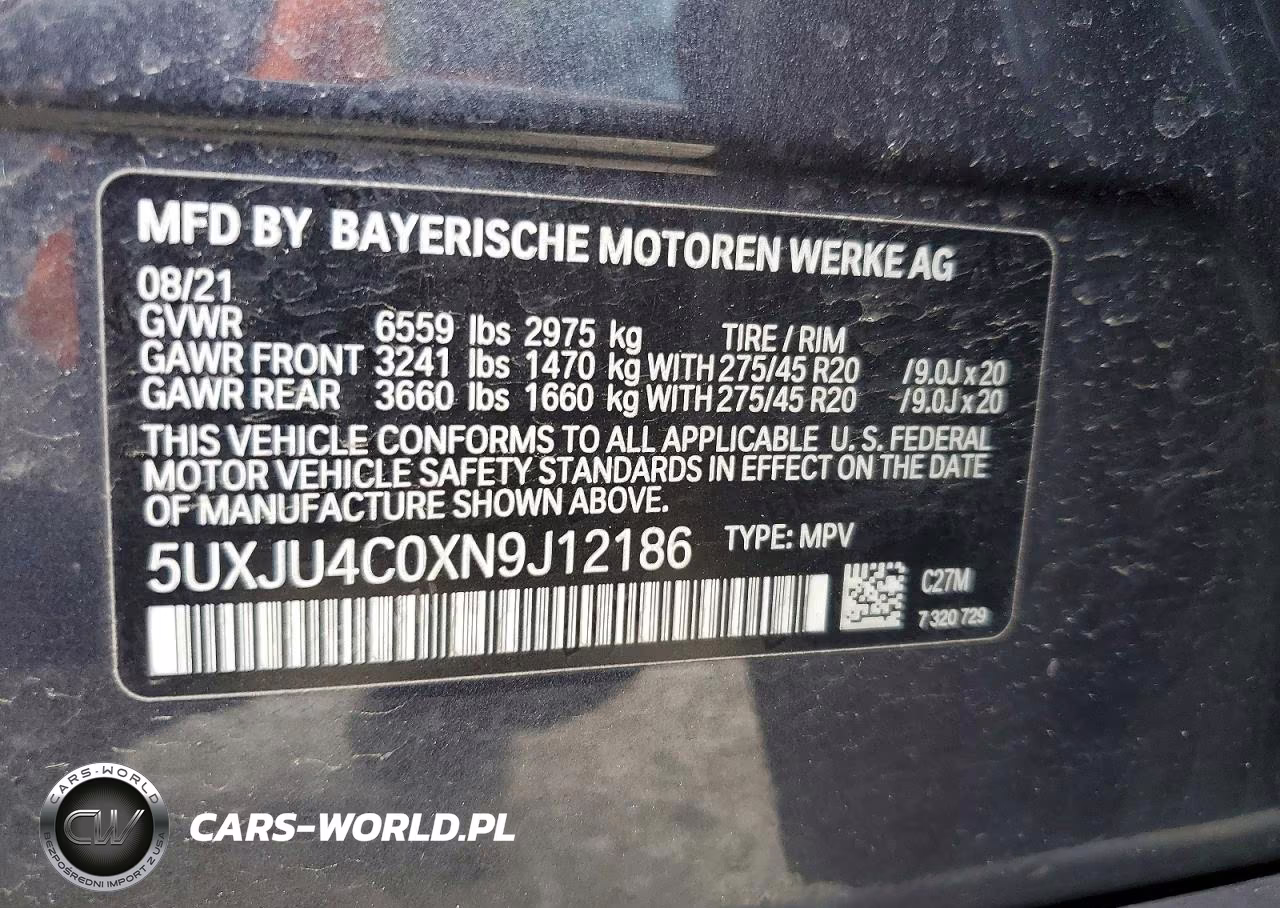 2022 BMW X5 M50I VIN:5UXJU4C0XN9J12186 - 13