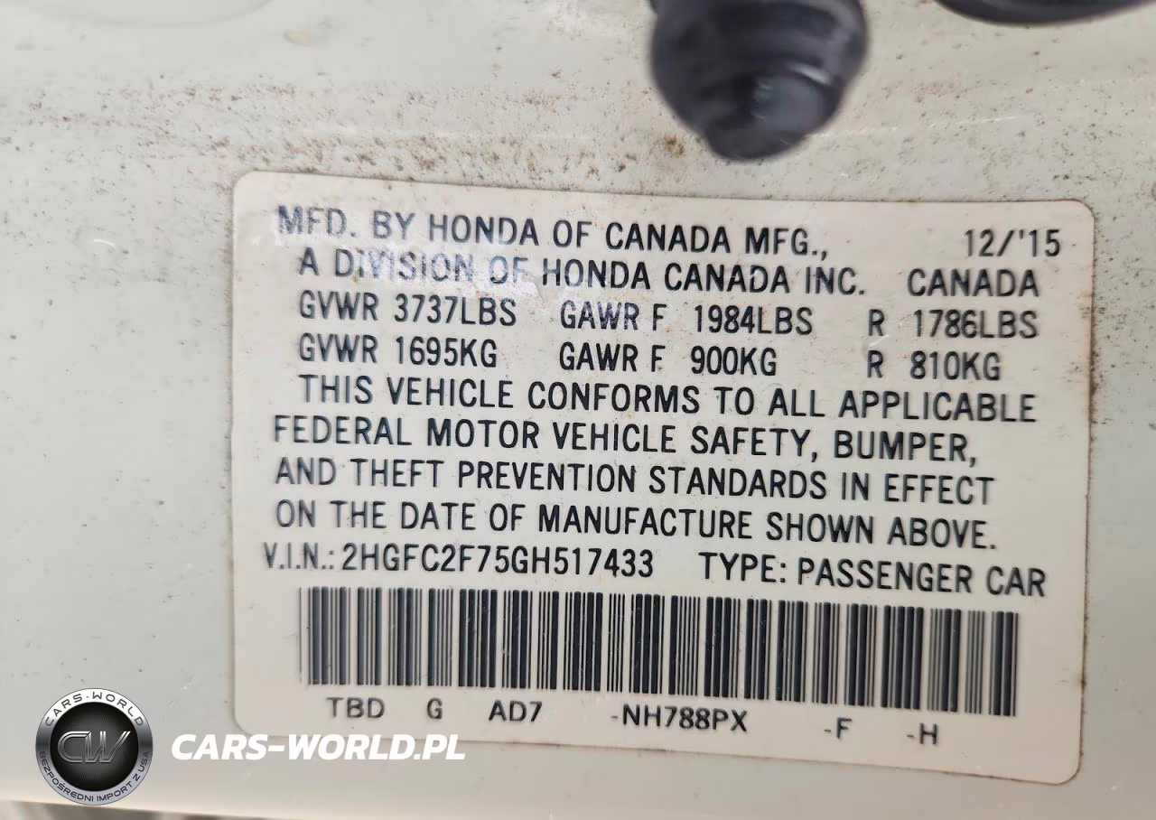 2016 Honda Civic Ex VIN:2HGFC2F75GH517433 - 12