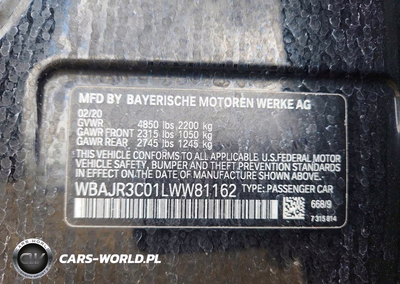 2020 BMW 530 I VIN:WBAJR3C01LWW81162 - 12