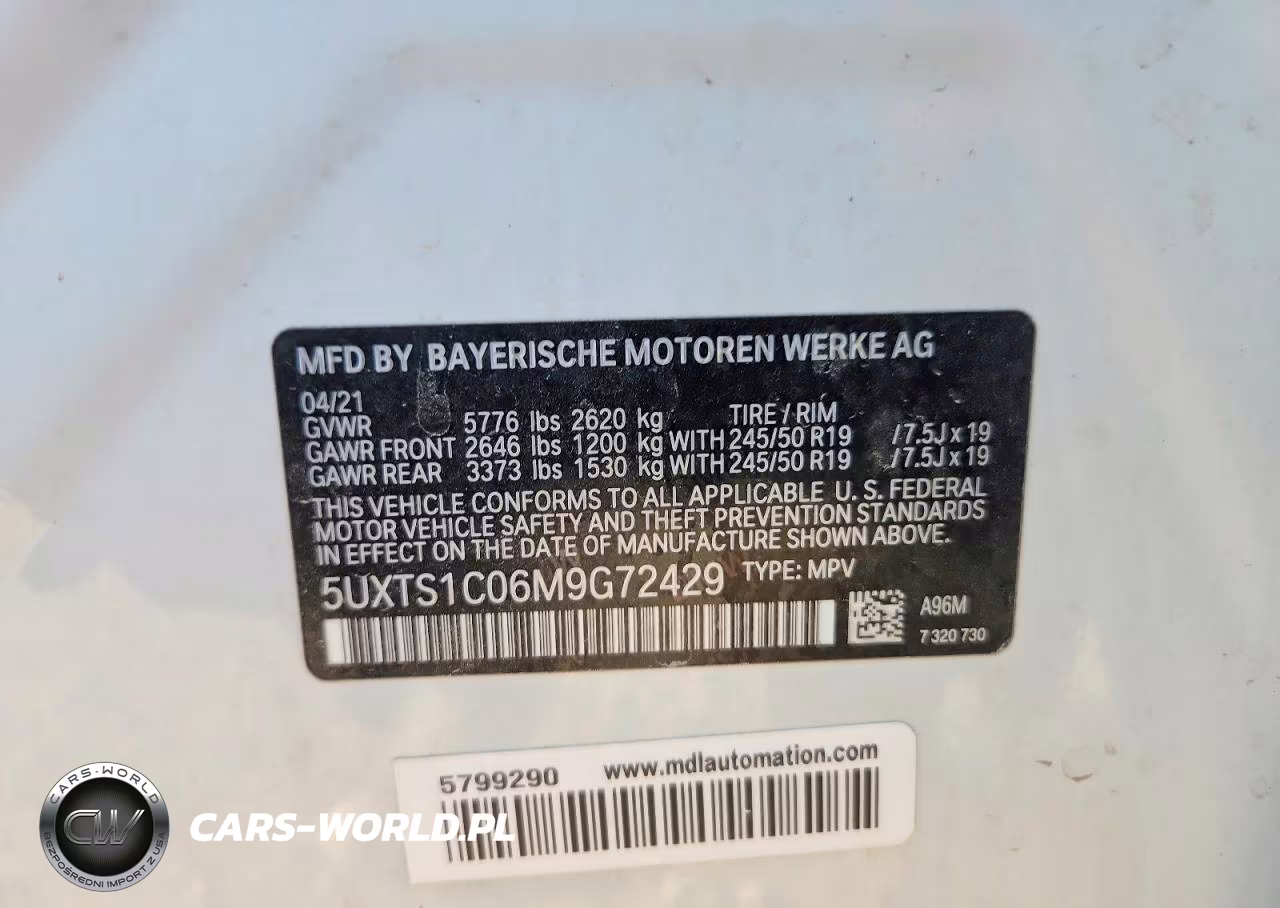 2021 BMW X3 xDrive30E VIN:5UXTS1C06M9G72429 - 13