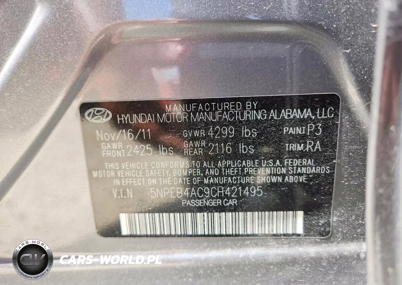 2012 Hyundai Sonata Gls VIN:5NPEB4AC9CH421495 - 12