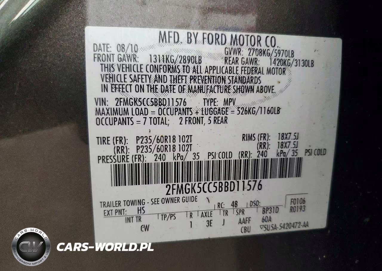 2011 Ford Flex Sel VIN:2FMGK5CC5BBD11576 - 13