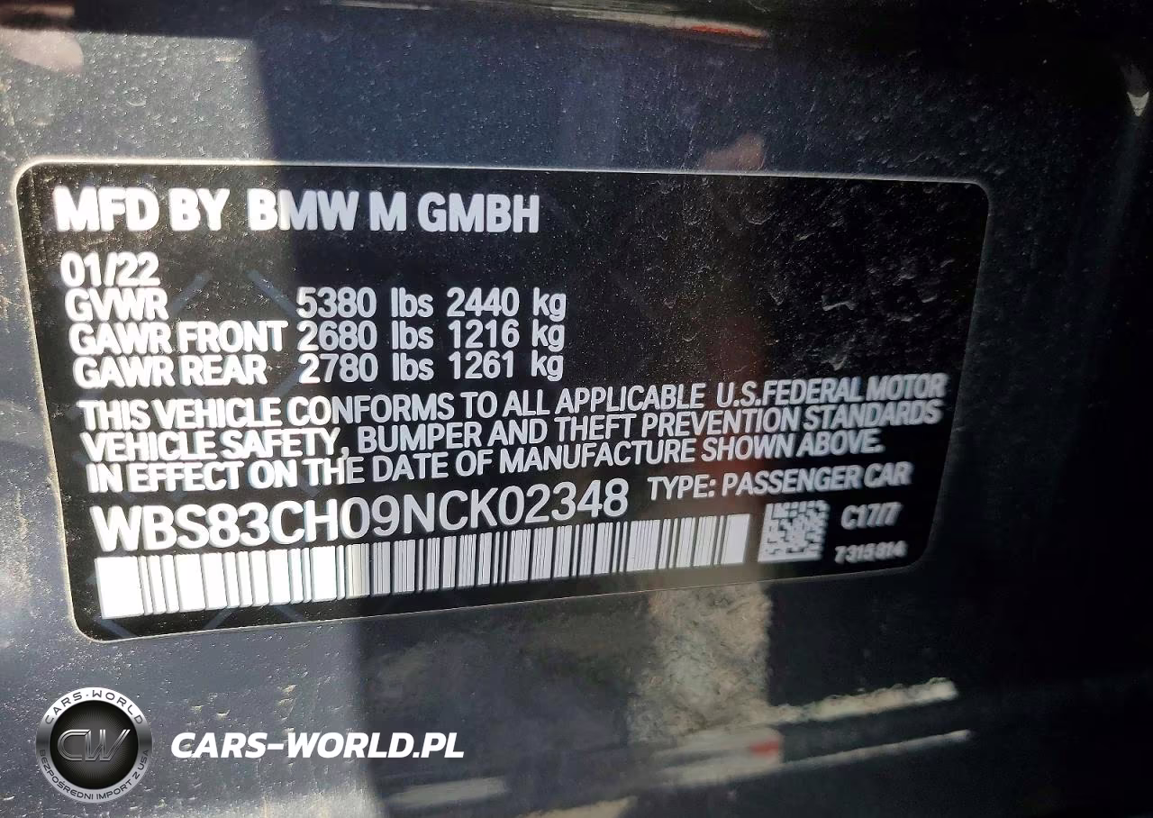 2022 BMW M5 VIN:WBS83CH09NCK02348 - 12
