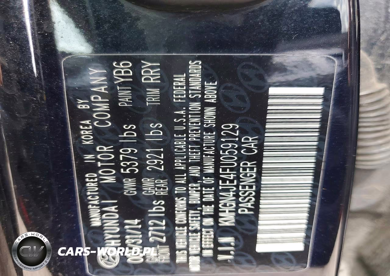 2015 Hyundai Genesis 3.8L VIN:KMHGN4JE4FU059129 - 12