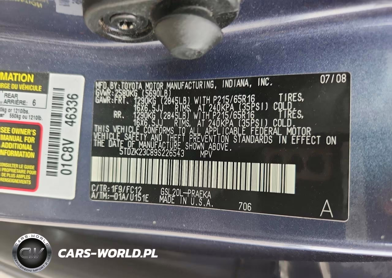 2009 Toyota Sienna Le 8-Passenger VIN:5TDZK23C89S226543 - 13