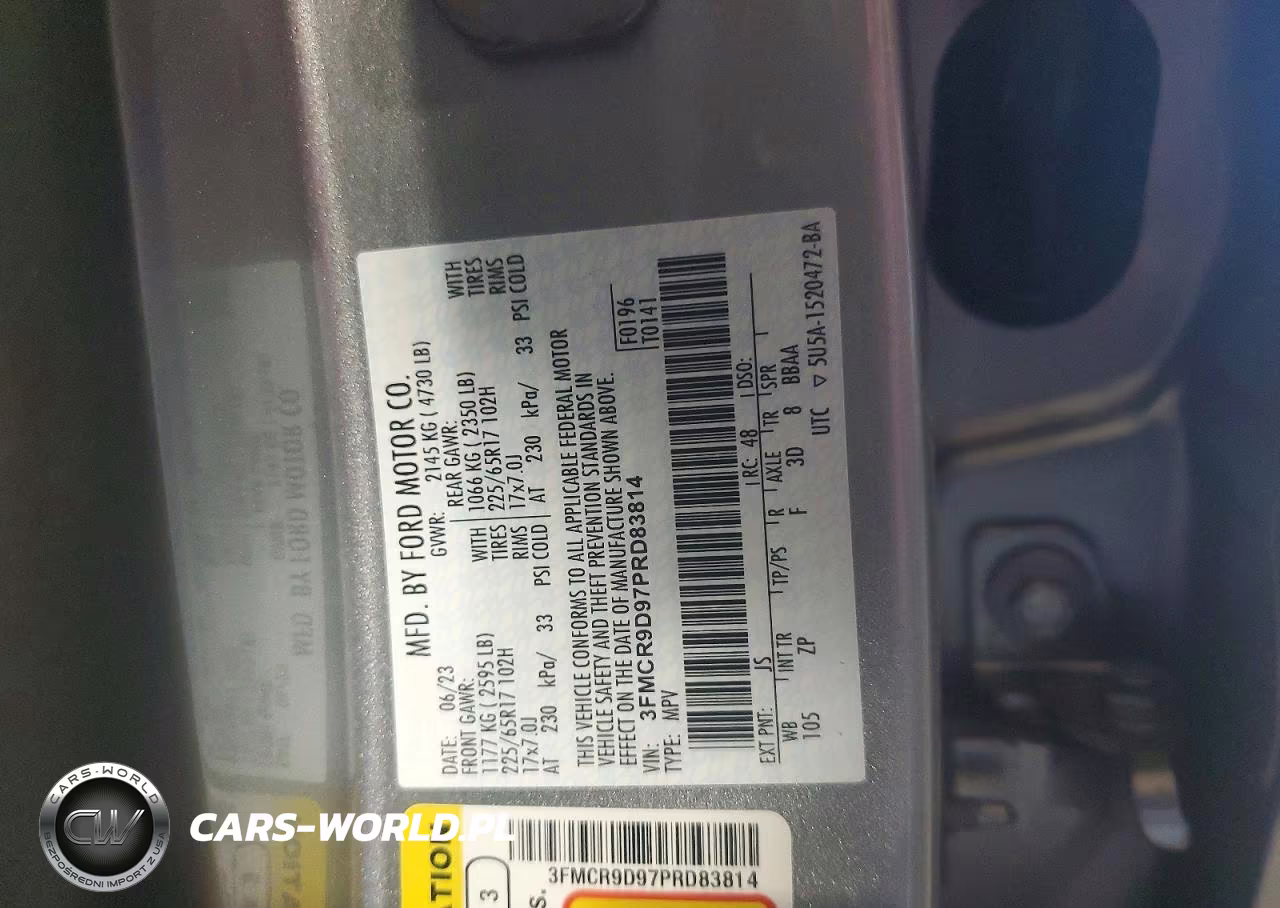 2023 Ford Bronco Sport Badlands VIN:3FMCR9D97PRD83814 - 13