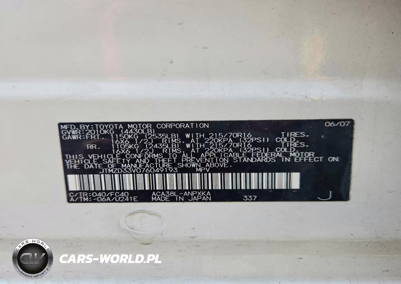 2007 Toyota Rav4 Base VIN:JTMZD33V076049193 - 13