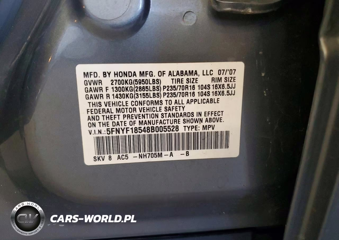 2008 Honda Pilot Exl VIN:5FNYF18548B005528 - 13