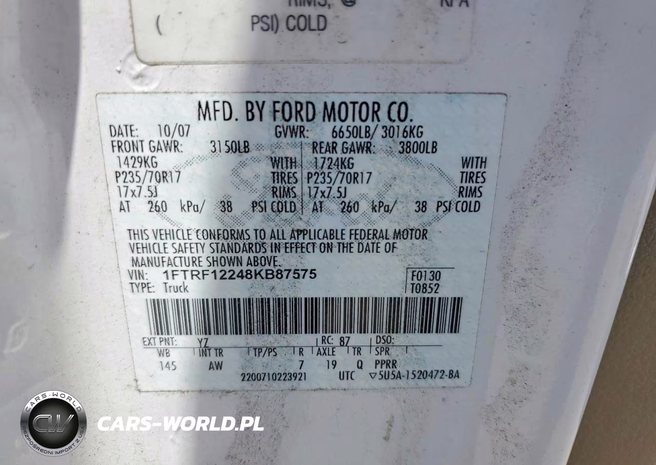 2008 Ford F150 VIN:1FTRF12248KB87575 - 13