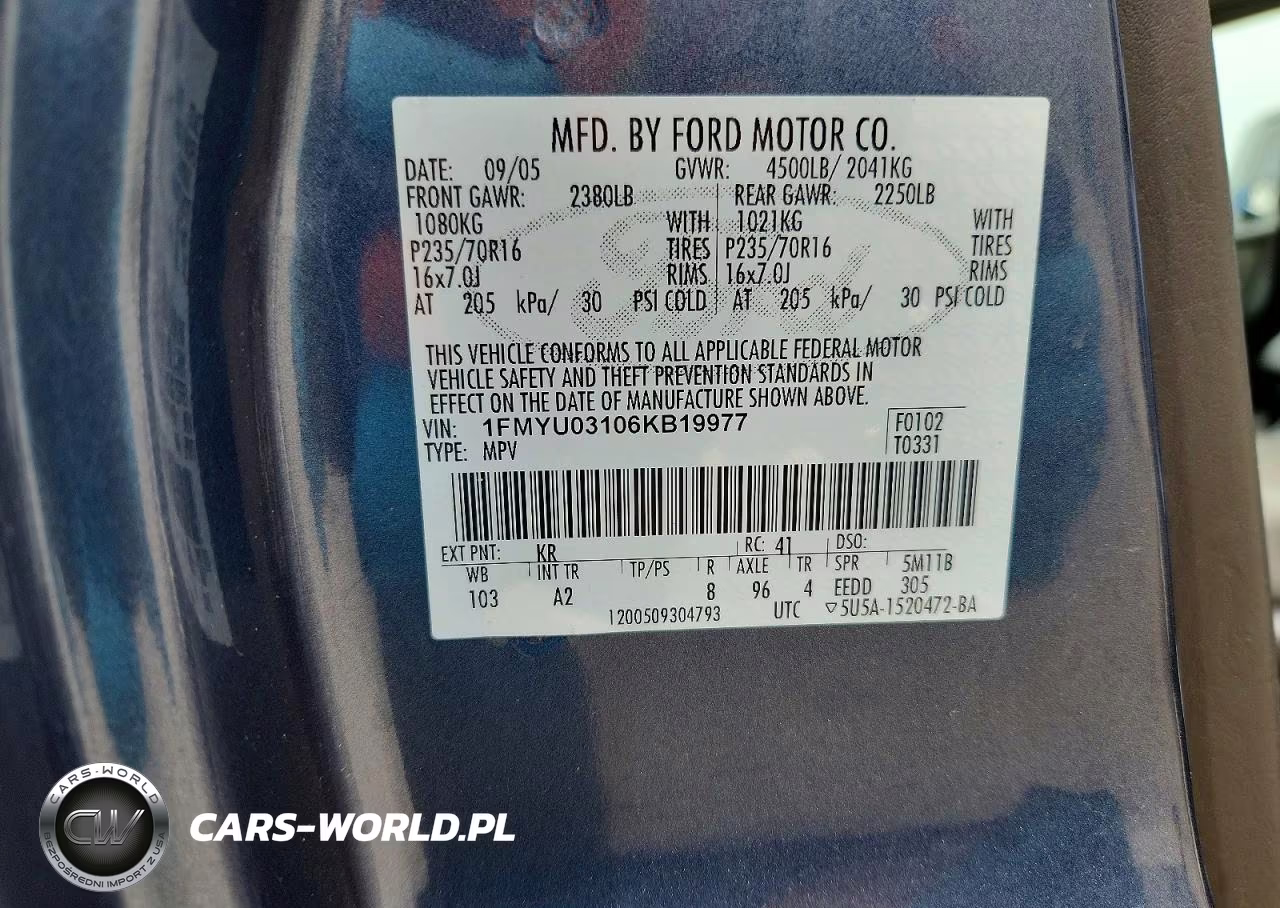 2006 Ford Escape Xlt VIN:1FMYU03106KB19977 - 13
