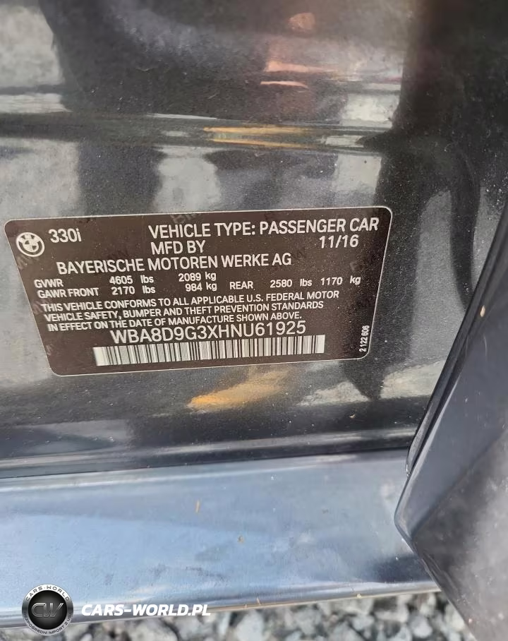 2017 BMW 330 Xi VIN:WBA8D9G3XHNU61925 - 12