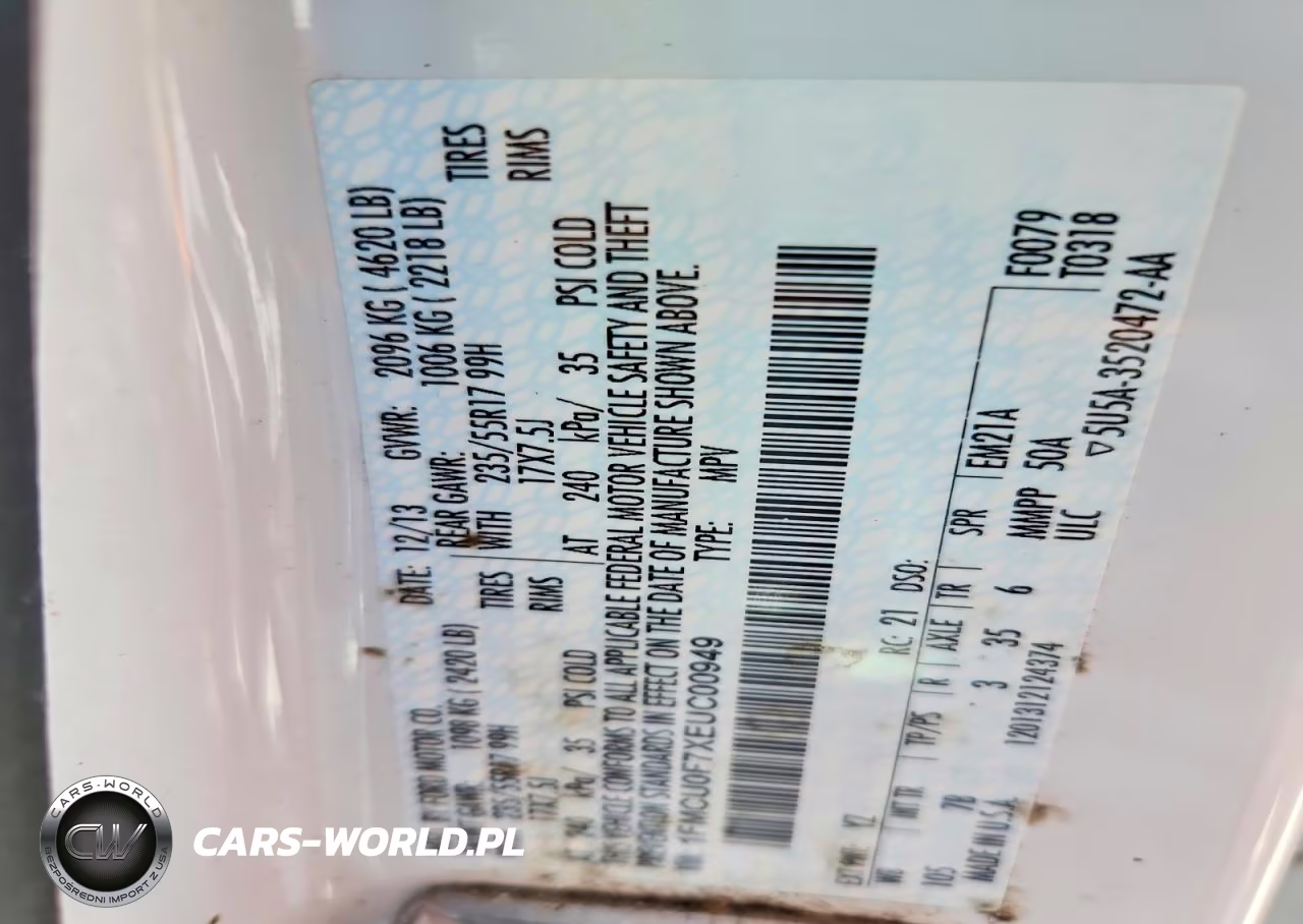 2014 Ford Escape S VIN:1FMCU0F7XEUC00949 - 13