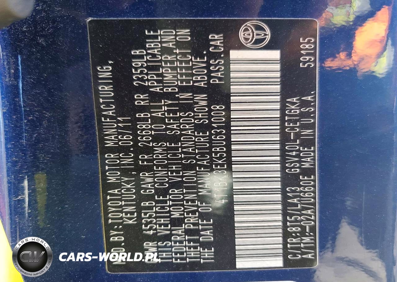 2011 Toyota Camry Xle V6 VIN:4T1BK3EK5BU631008 - 12
