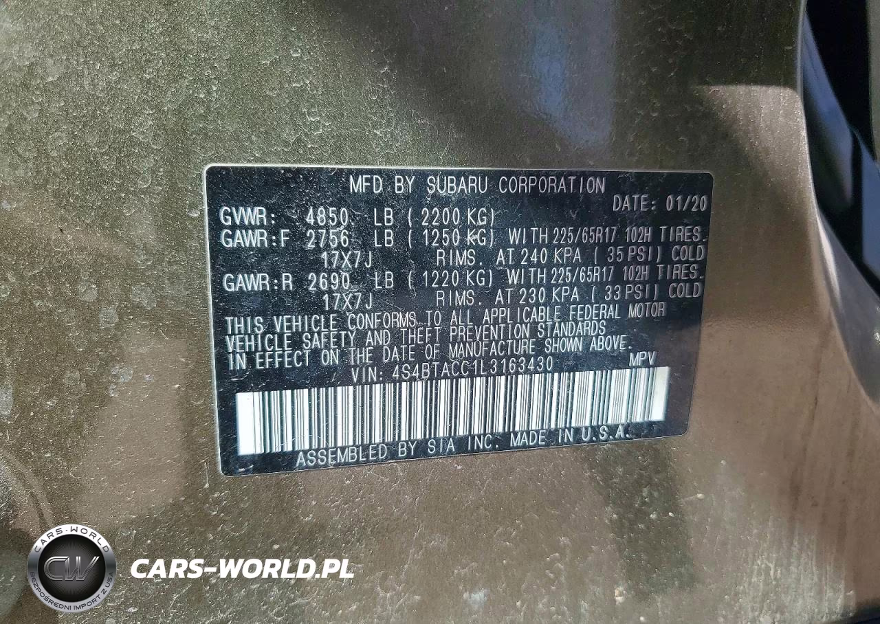 2020 Subaru Outback Premium VIN:4S4BTACC1L3163430 - 14