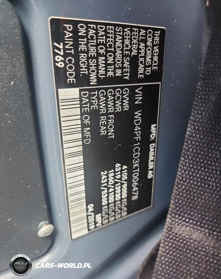 2019 Mercedes-Benz Sprinter 2500 VIN:WD4PF1CD3KT006478 - 13